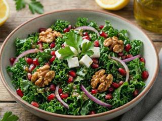 Kale and Pomegranate Salad with Walnuts
