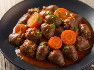 Куриные сердечки тушенные с морковью