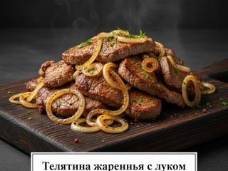 Телятина жаренна с луком