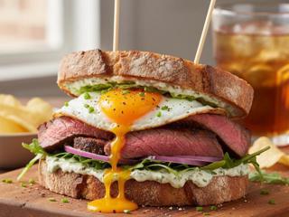 Сэндвич с говяжей вырезкой и яйцом